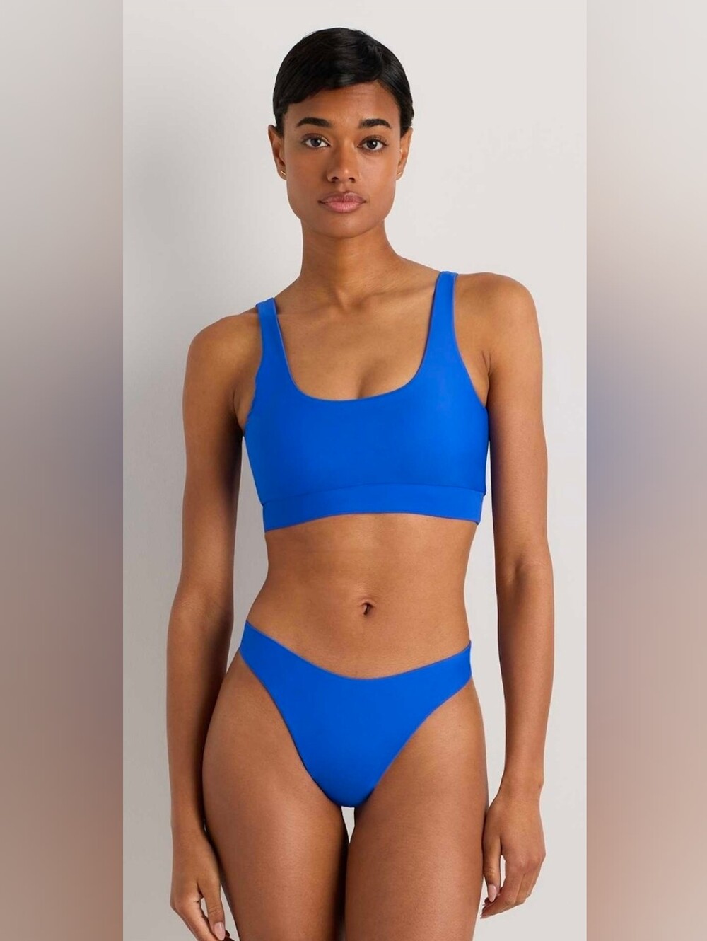 Lonely Ghost Cobalt Blue Scoop Bikini Set High Cut Bottoms S